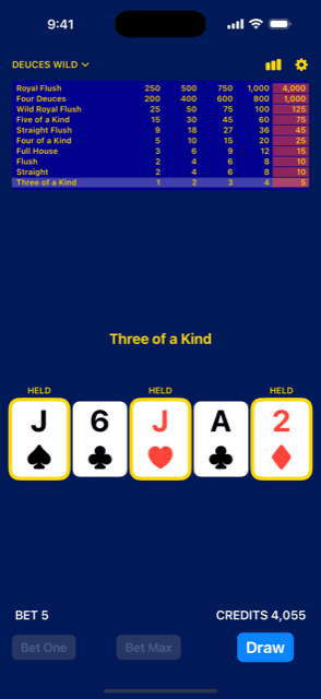 Deuces Wild variant in Heavy Video Poker