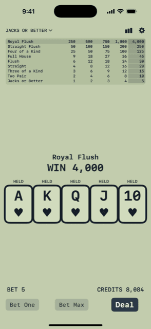 Retro Pocket LCD theme recreating a 90s handheld video poker game